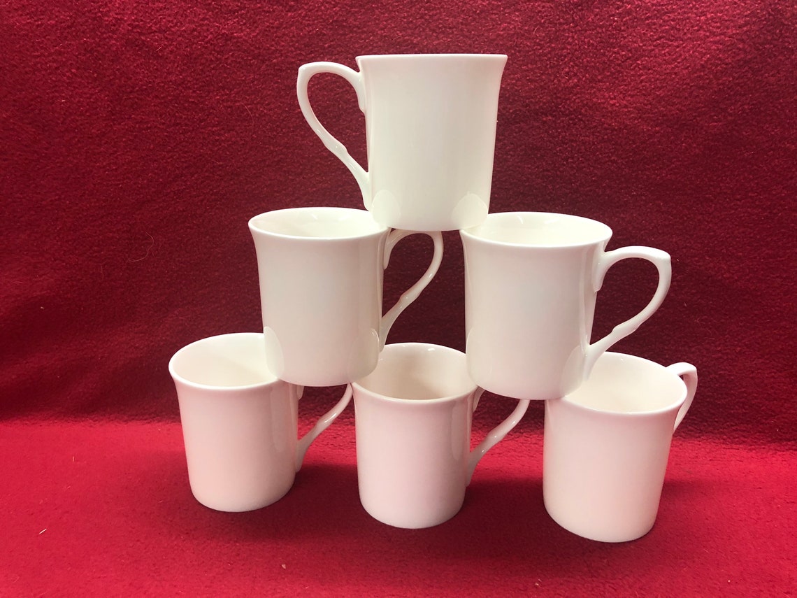 Set 6 White Bone China Mugs Devon 8fl Oz Etsy UK