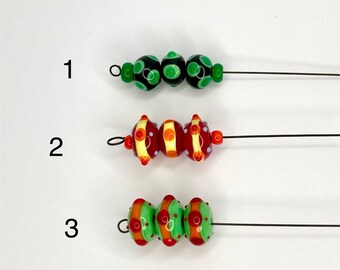 Set of lampwork-spun Murano glass beads to personalize your creations of jewelry, accessories, hats, styling.