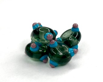 Ensemble de 5 perles en verre filé au chalumeau pour vos créations de bijoux, accessoires, chapeau.