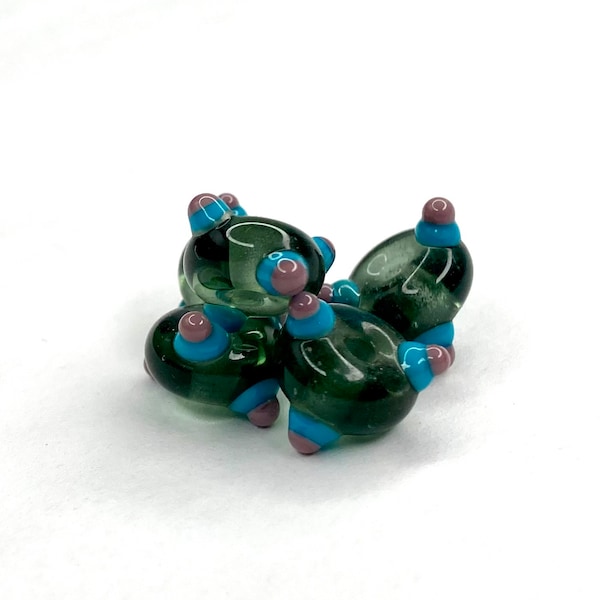 Set of 5 lampwork-spun glass beads for your creations of jewelry, accessories, hats.