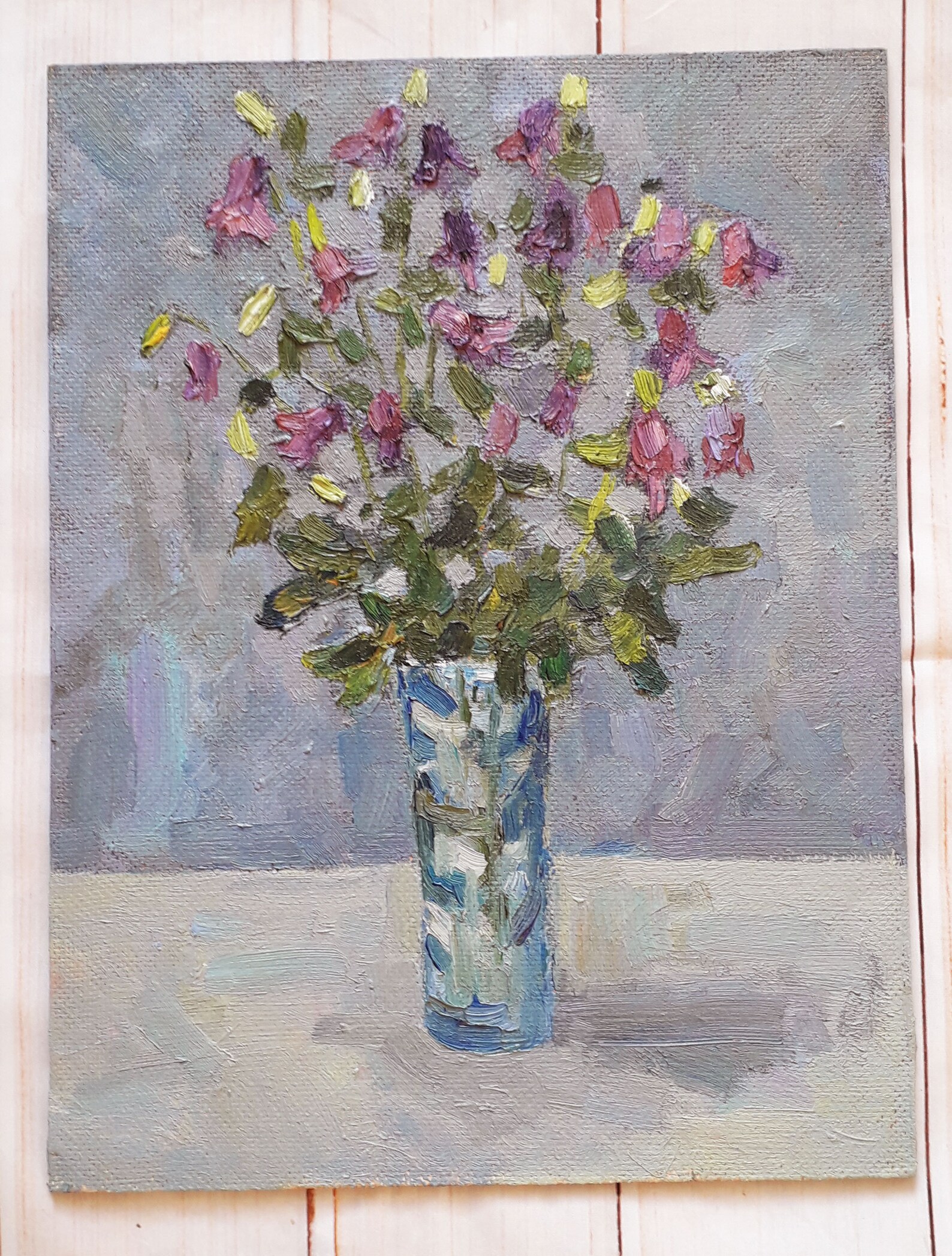 Bluebell painting Flowers original art Oil painting Wildflower Etsy