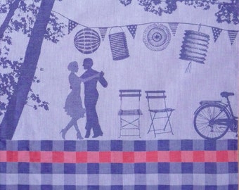 Paris Cotton Tea Towel, Le Jacquard Français, Blue and Red (70x50cm)
