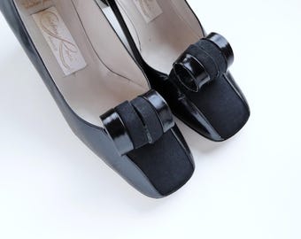 vintage PUMPS Black, Black High heels, made in France, 38