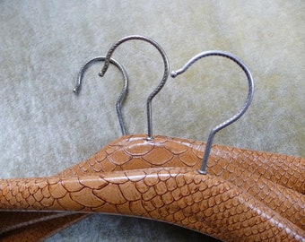 Faux Lizard Leather Coat Hangers, Parisian Chic, Set of 3