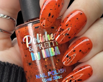 Poison Pumpkin-Orange Jelly Glitter Nail Polish, Halloween Goth, Cruelty Free