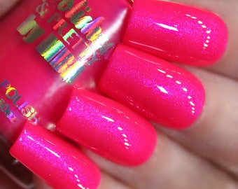 Pink Dragonfruit-Cruelty Free-Neon Shimmer Nail Polish-Large-15ml