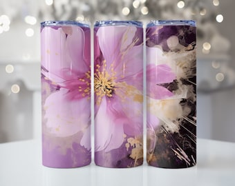 Envoltura de vaso floral Diseño de envoltura de vaso delgado de 20 oz para impresión por sublimación o impresión bajo demanda envoltura de vaso de descarga digital