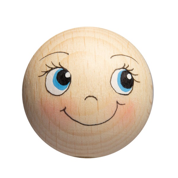 Hand-painted wooden heads smiling No.1, 20 mm, 10 pcs./pack.