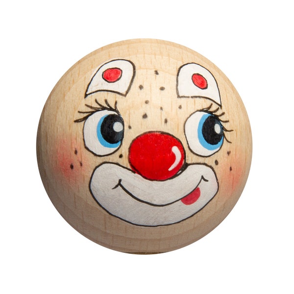 Tête de clown en bois peinte à la main, 20 mm, 10 pcs./paquet.