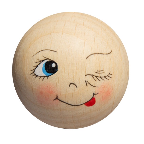 Hand-painted wooden head Zwinkerle No.3, 20 mm, 10 pieces/pack.