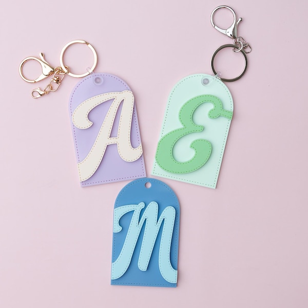 Personalized Stitched Initial Acrylic Backpack Tag Keychain