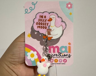 En un estado de ánimo tonto y ganso Carretes de insignias / Agarre para teléfono / Carretes de insignias de enfermera / Carretes de insignias lindos