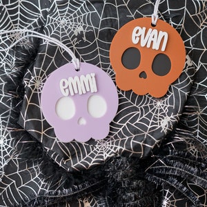Boo Basket Tag, Halloween Basket Tag, Acrylic 3D Skull Tag, Personalized Boo Basket Tag, Custom Halloween Tag, Spooky Season Tag