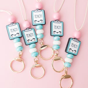 Teacher Lanyard Teacher Appreciation Gift 2025 Cute clipboard beaded Lanyard for Teachers