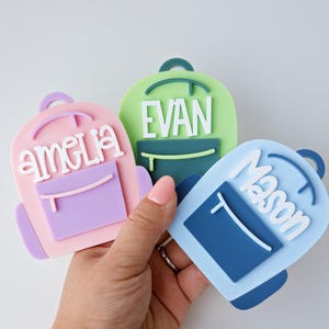 Personalized Acrylic Backpack Name Tag: Back to School Keychain