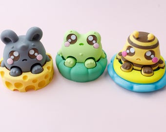 3D printed fidget clickers Sensory desk toy Animal friends fidget clicker