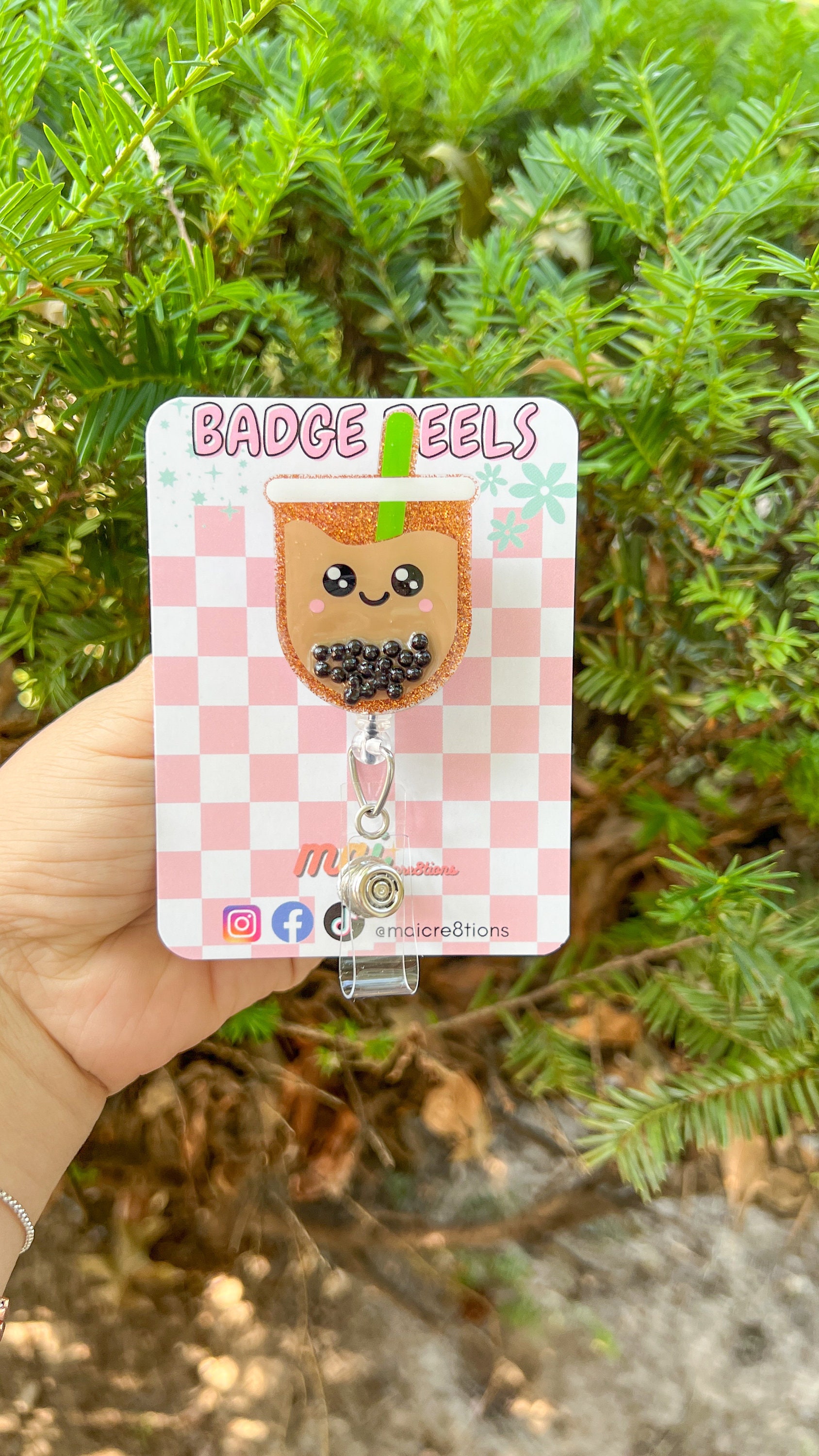 Boba Tea Badge Reel Boba Tea Lanyard Food and Drink Badge Etsy