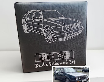 Embroidered Car Portrait from Your Photo | Personalised Car Keepsake Gift | Birthday, Christmas or Fathers Day Present for Car Enthusiasts