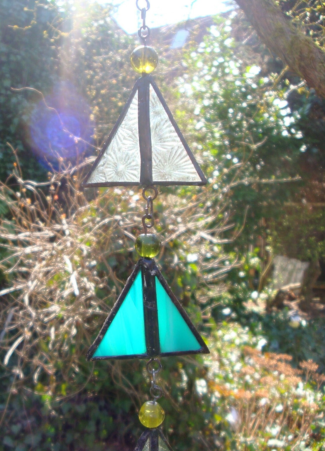 Buntglas Fensterdeko Maiglöckchen - Runder Sonnenfänger Mit Kette 20cm Für Garten & Wohnzimmer