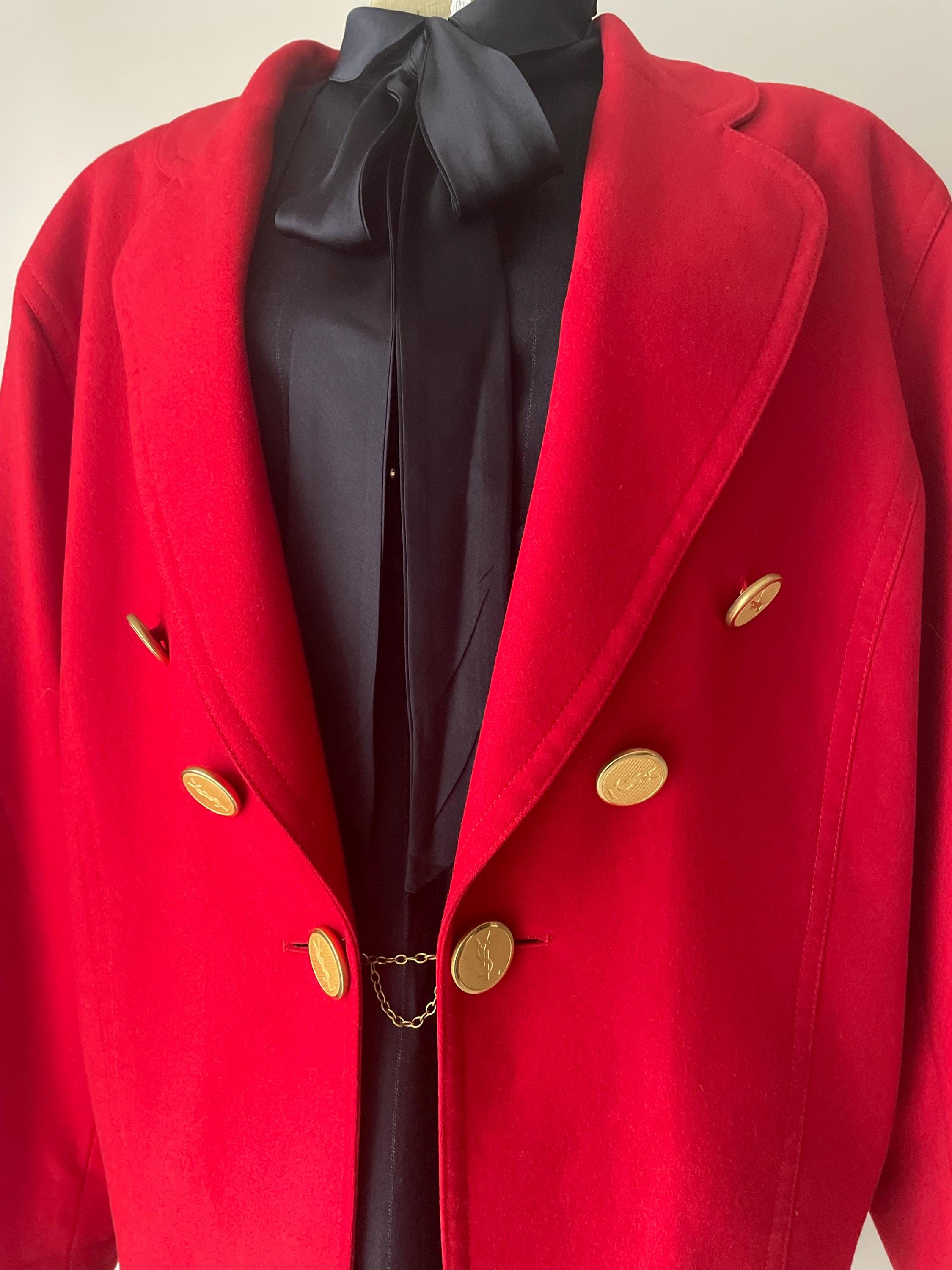 YVES SAINT LAURENT Vintage Coat 80/90s Logo Buttons - Etsy UK