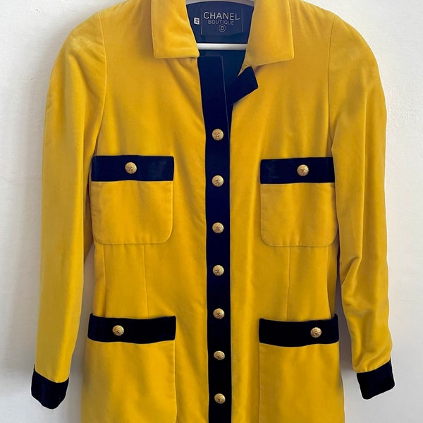 Chanel velvet yellow blazer 1991