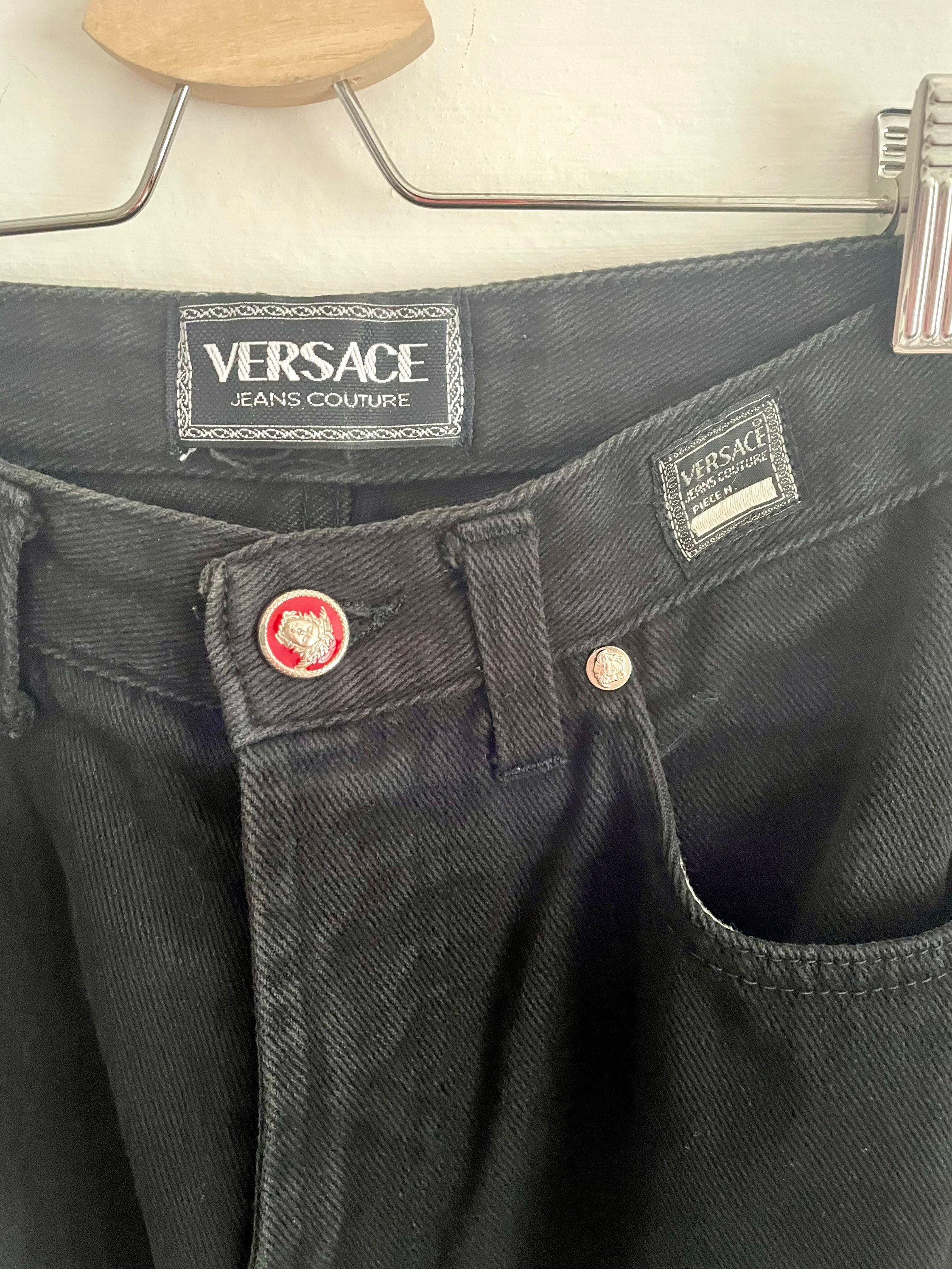 VERSACE JEANS COUTURE Vintage Black Jeans 90s - Etsy