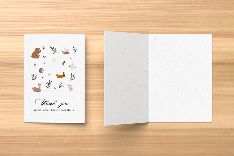 Thank You Cards Woodland Animals Forest Natural Thank You Cards Recycled Paper Pack of 25 Etsy