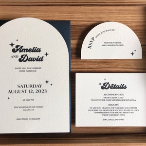 Arched Wedding Invitation Suite Retro Modern Minimalist - Celeste