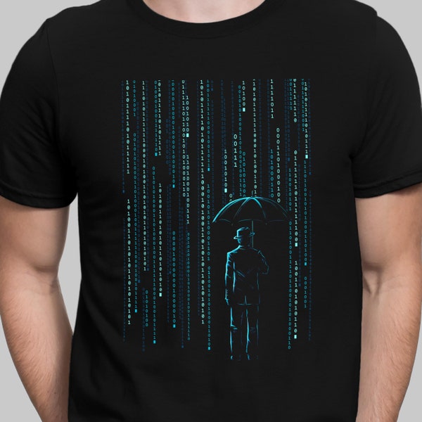 The Matrix Digital Storm T-shirt, binary code tee, coder programmer computer, simulation internet, IT, sci-fi tee, virtual reality, coding