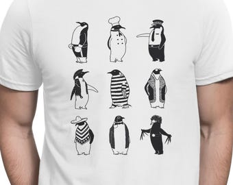 Quriky Pinguin-T-Shirt lustiges Vogel-T-Stück Pinguine-Liebhaber-T-Shirt