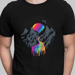Space Nature Planet T-Shirt Trippy Rainbow River T-shirt Psychedelic Spiritual Unisex Shirt