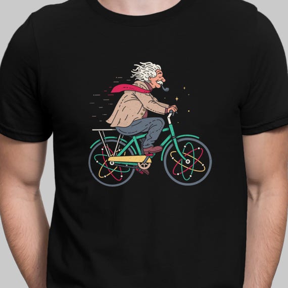 Albert Einstein Bicycle T-shirt Science Atoms Bike T Shirt Atomic Physics Shirt