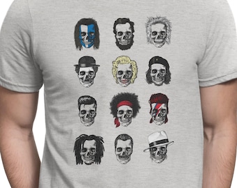 Iconic Legends T Shirt History Skulls T-shirt Film Movies Rock Music Tee Shirt