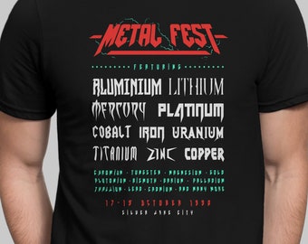 Metal Fest T-shirt heren muziek bands t-shirt heavy metal grappige woordspelingen t-shirt rock t-shirt muziekfestival wetenschap scheikunde T-shirt