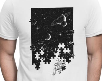 Ruimte T-shirt astronaut Cool kosmisch surrealistisch ruimte T-shirt ruimte puzzelshirt
