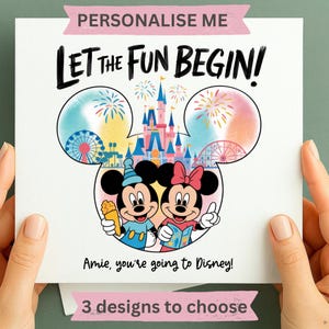 Personalised “You’re Going to Disney!” Announcement Card – 6x6 Premium Hammered 300gsm image 3