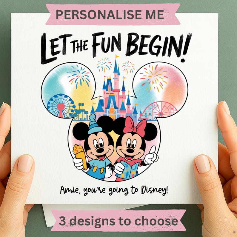 Personalised “You’re Going to Disney!” Announcement Card – 6x6 Premium Hammered 300gsm image 3