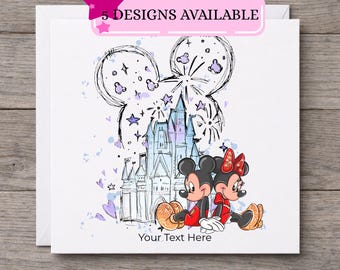 Magical Castle Mickey Inspired Personalised Greetings Card
