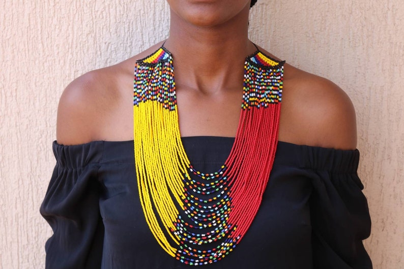 African Wedding Necklace Zulu Necklace Beaded Shawl Etsy