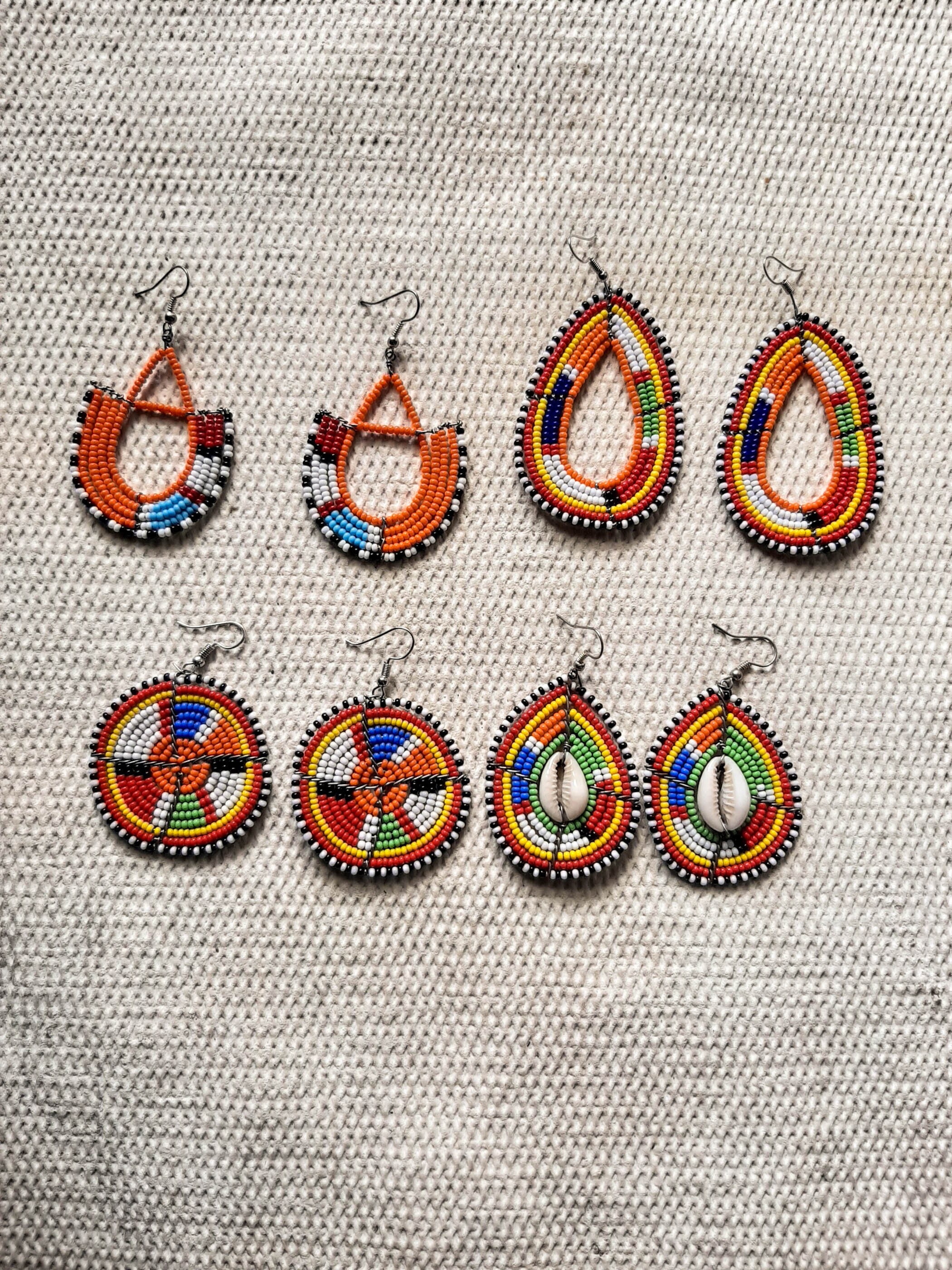 SALE Set of 4 African zulu earrings Beaded earrings Fringe | Etsy