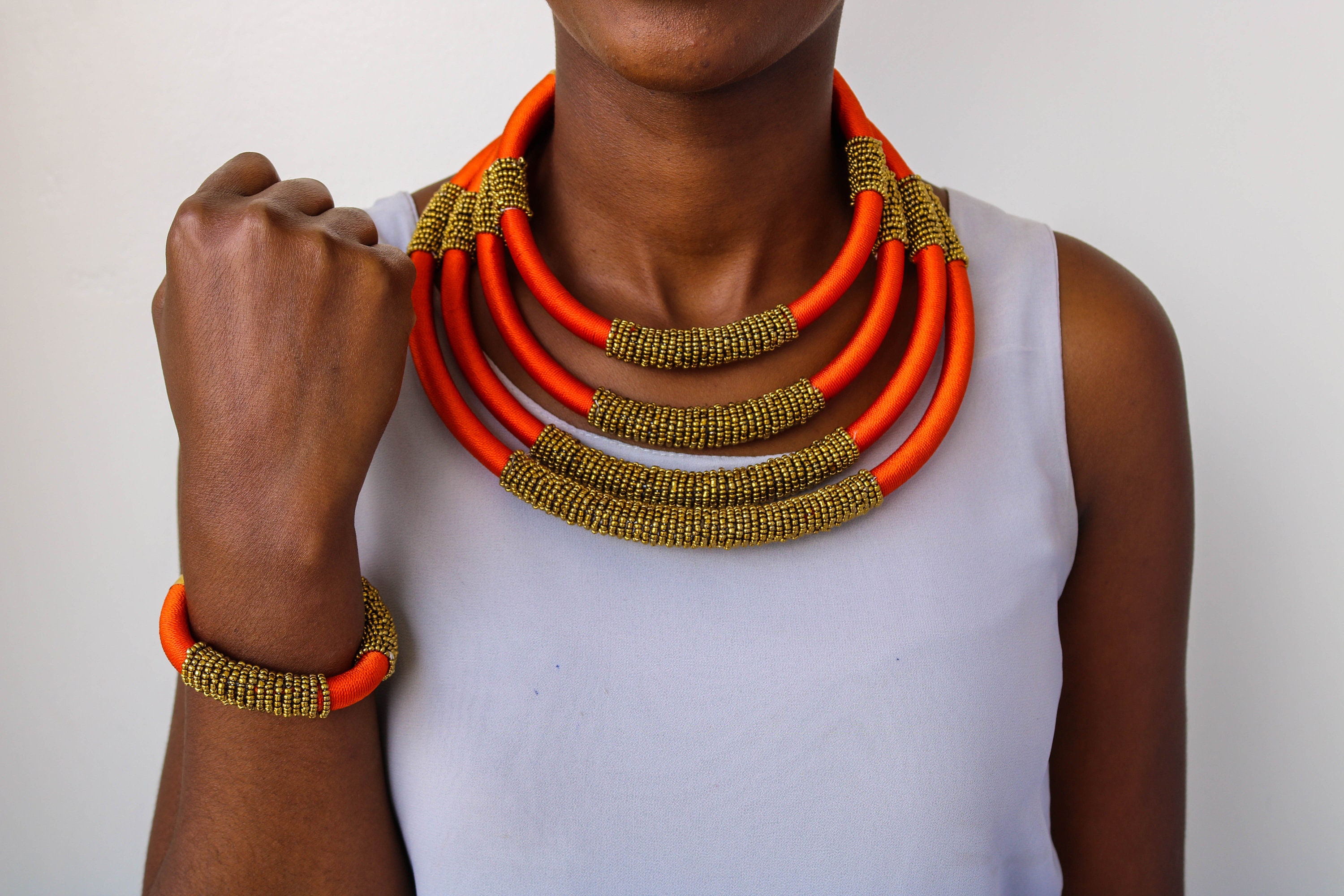 SALE African choker necklace African beaded necklace Etsy