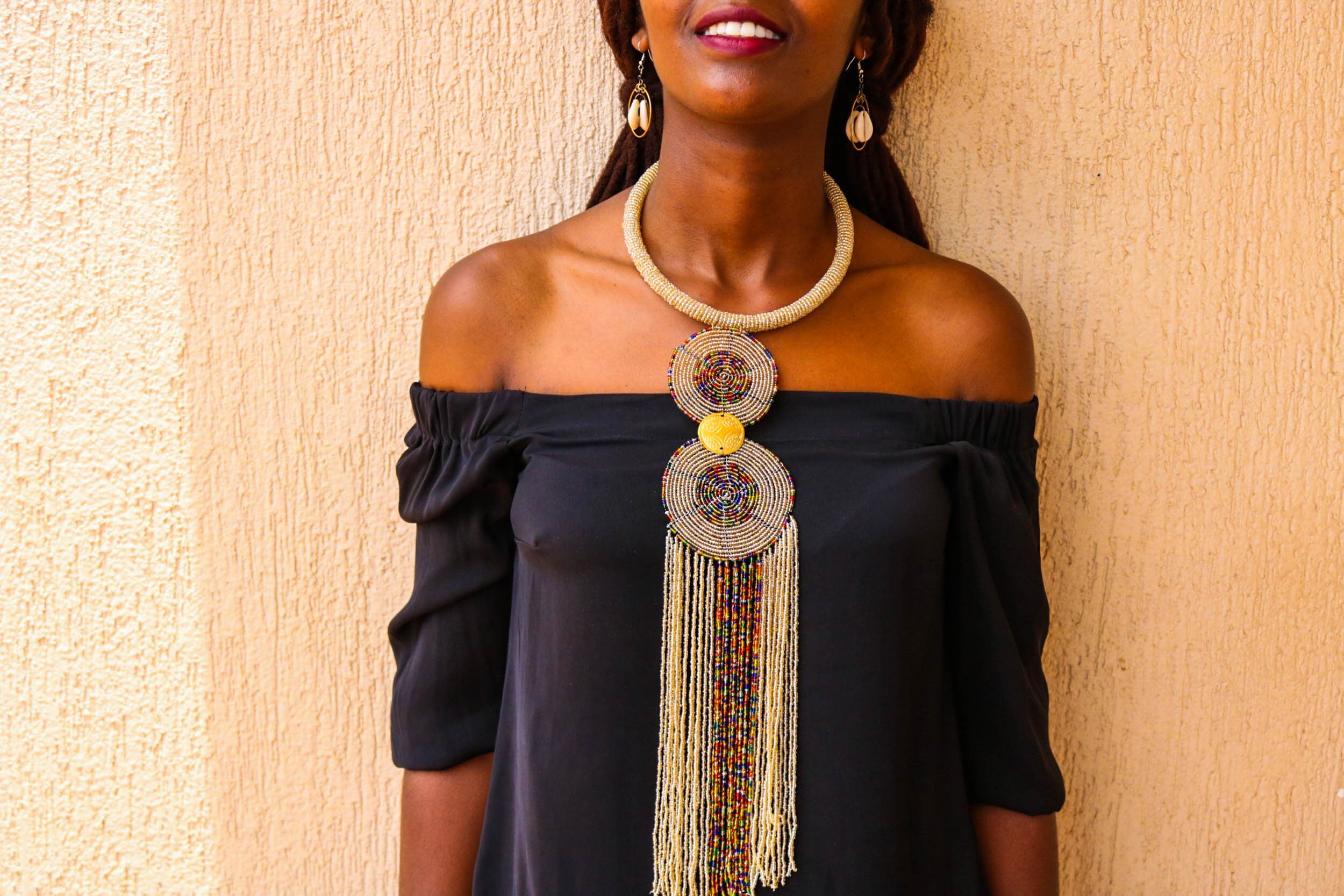 SALE African pendant necklace Beaded necklace African Etsy