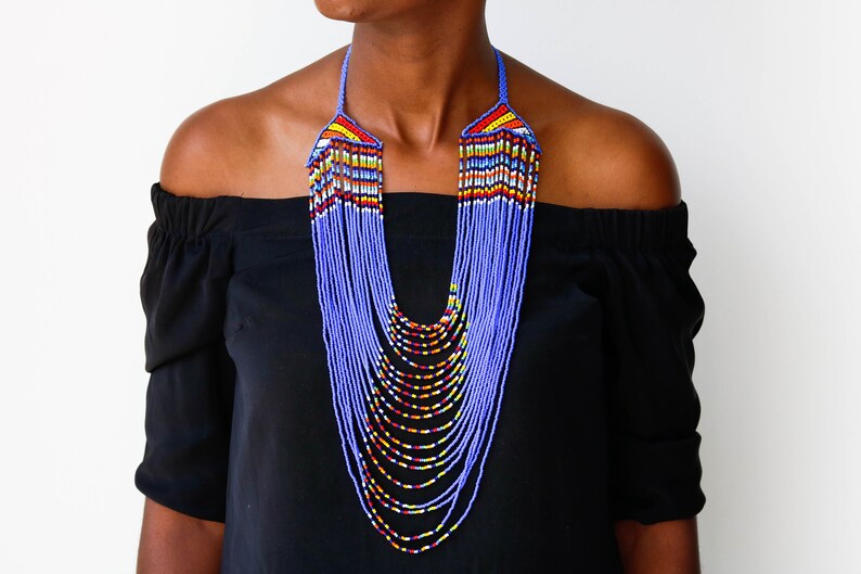 African Wedding Necklace Zulu Necklace Beaded Shawl Etsy
