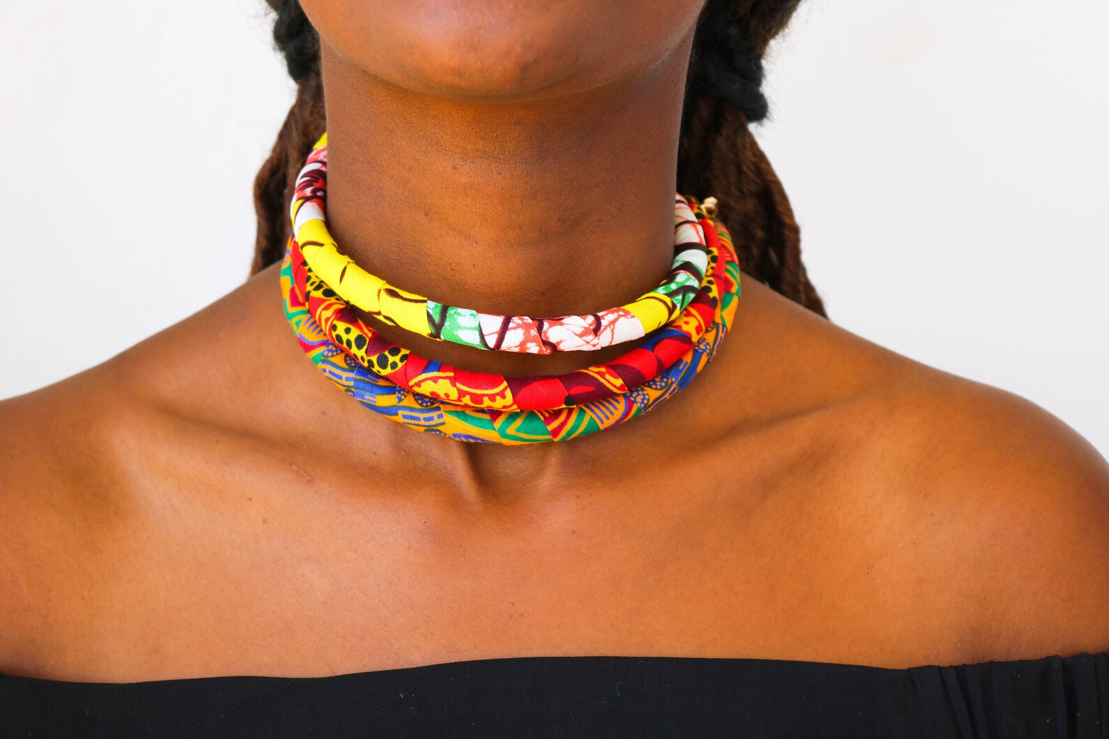Handmade African Ankara Fabric Necklace For Women – Vibrant Ethnic Print Button Burr Splicing Jewelry, Unique Gift