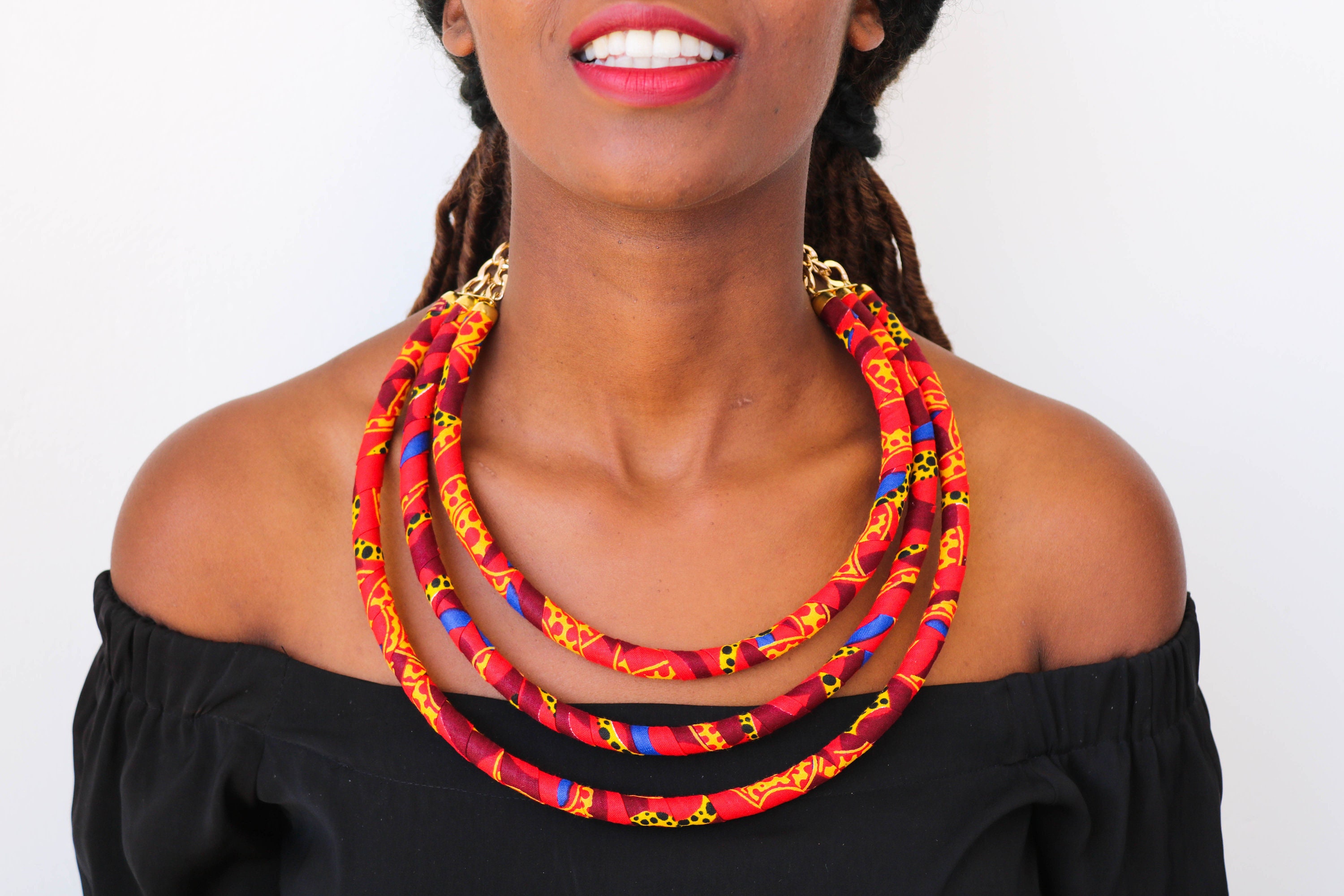 African Jewelry Ankara Neckpiece African Neck collar Tribal Etsy
