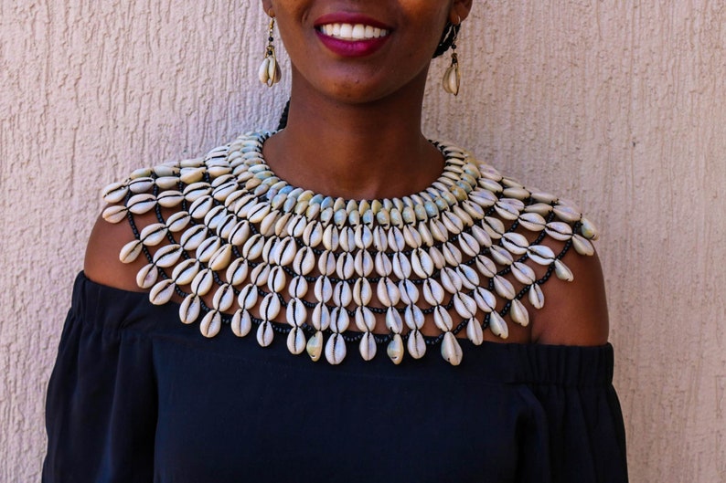 SALE African cowrie shell necklace Sea shell necklace Women | Etsy