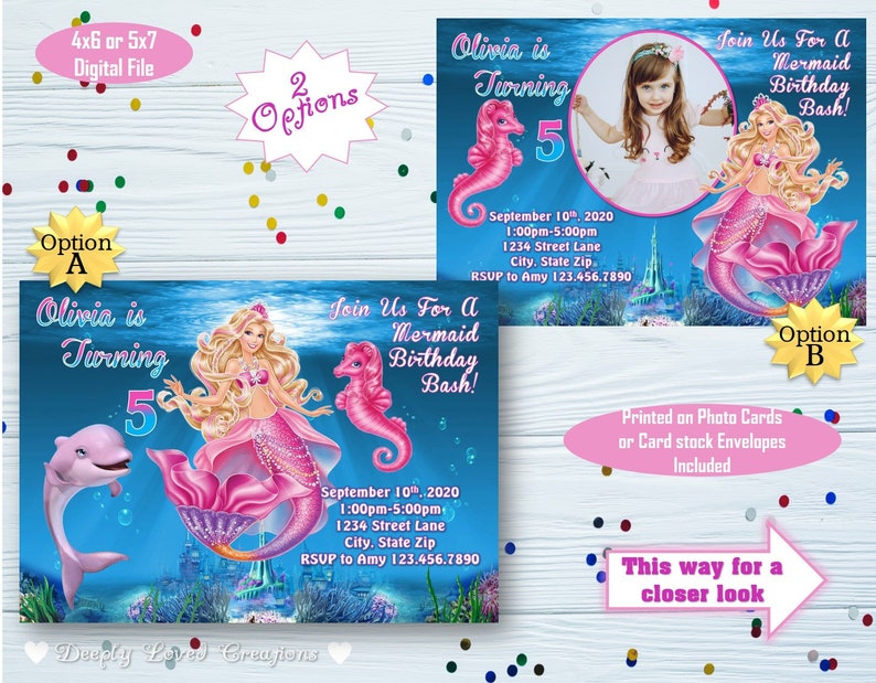 barbie mermaid birthday invitations