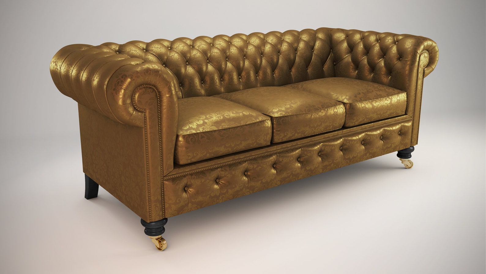 British Handmade Chesterfield Designer Gold Leather Sofa Etsy