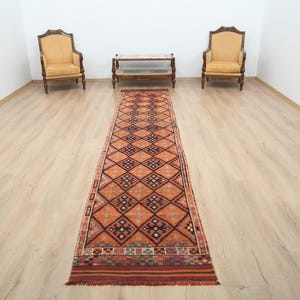 3x14 Runner Rug,3x14 Turkish Rug,3x14 Oushak Rug,Vintage Runner Rug,Long Entry Rug,Bohemian Rug,Turkey Rug,Anatolian Rug,Neutral ,B-2539