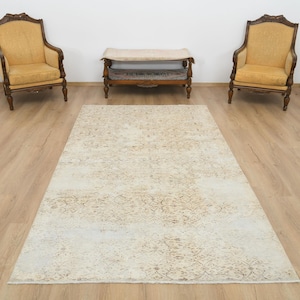 5x9 Rug,5x9 Oushak Rug,5x9 Handmade Rug,Soft Area Rug,5x9 Turkish Rug,Bedroom Rug,Anatolian Rug,Vintage Area Rug,Dorm Rug,Neutral,S-2356